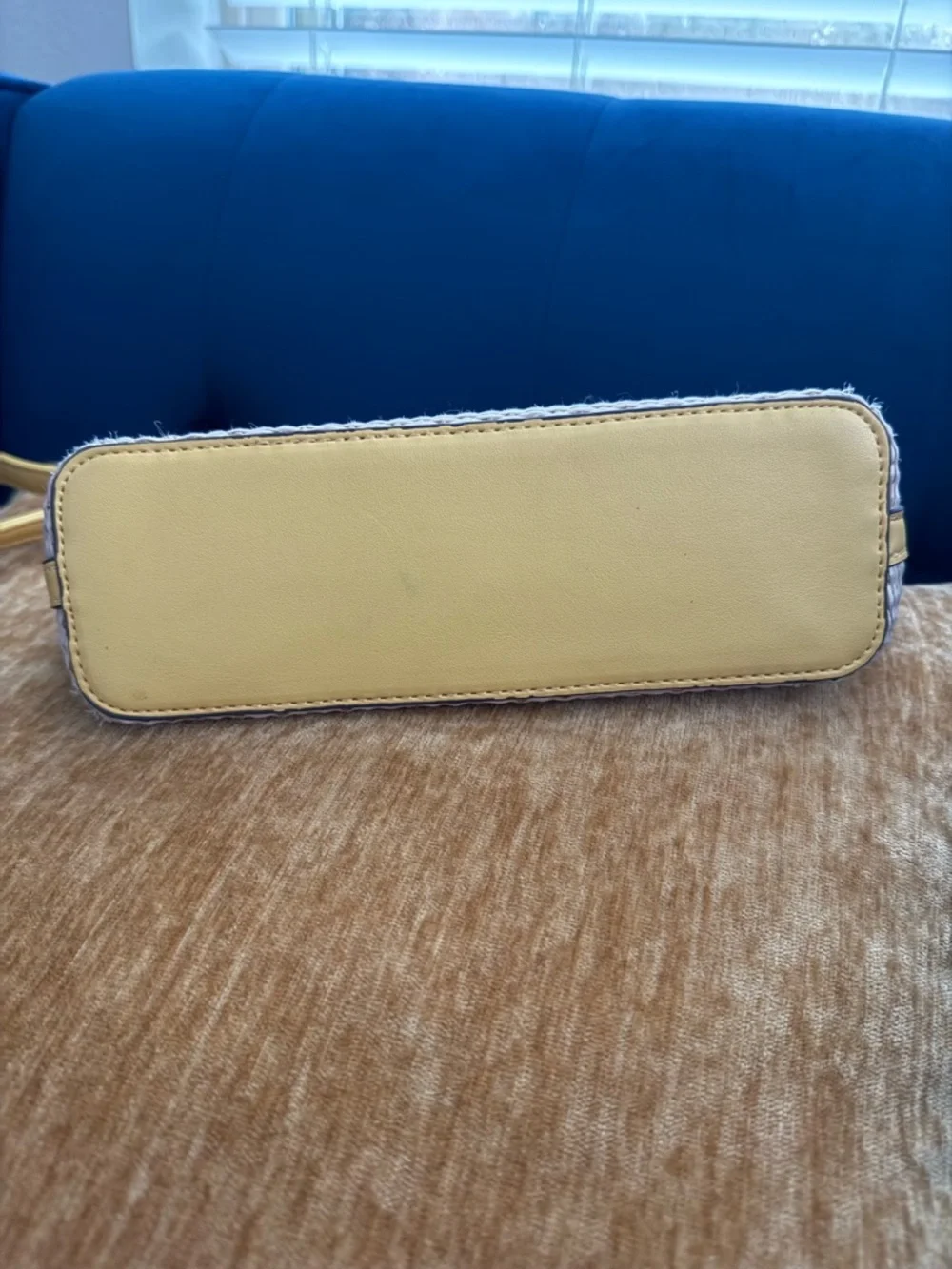 Nanette Lepore Woven Straw Crossbody with Yellow Trim